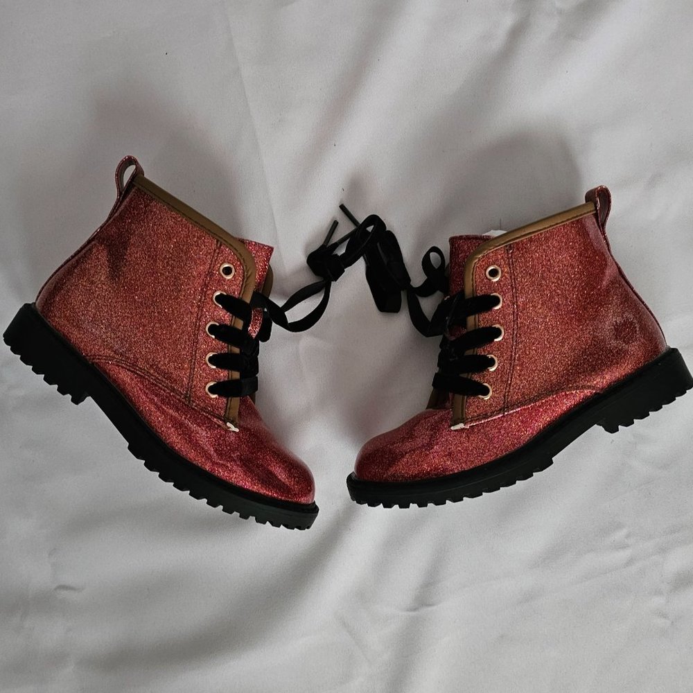 FITORY Kids Girls Brown Gypsophila Glitter Side Zipper Lace Up Ankle Boots US-12 - Picture 8 of 12